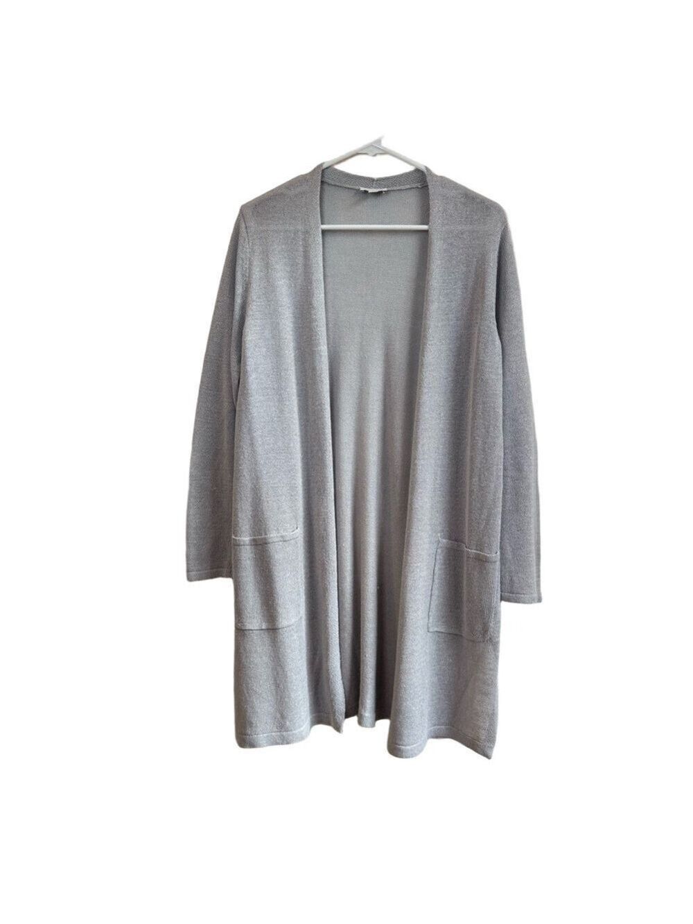 J JILL Linen Longline Open Cardigan